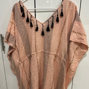 Boho Peach and Black Tassel Kaftan